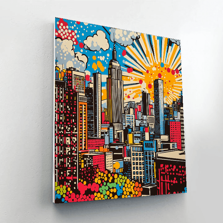 Lichtenstein Inspired Dreamy Cityscapes  Number Painting