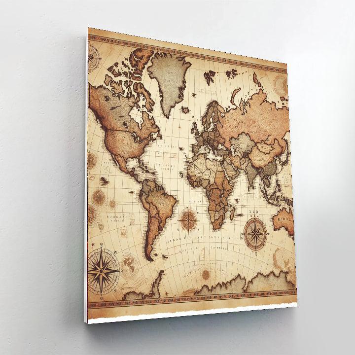 Vintage Map Exploration Number Painting