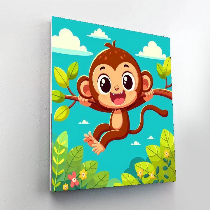 Playful Monkey Swinging Paint By Number