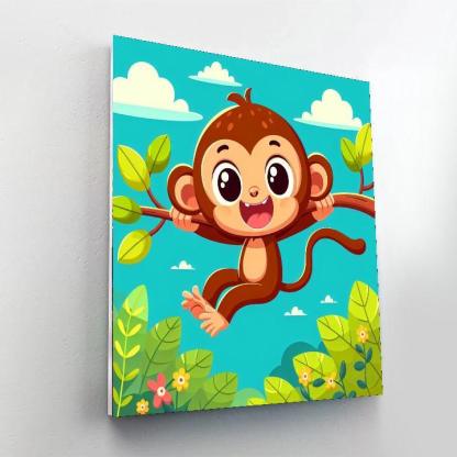 Playful Monkey Swinging Paint By Number