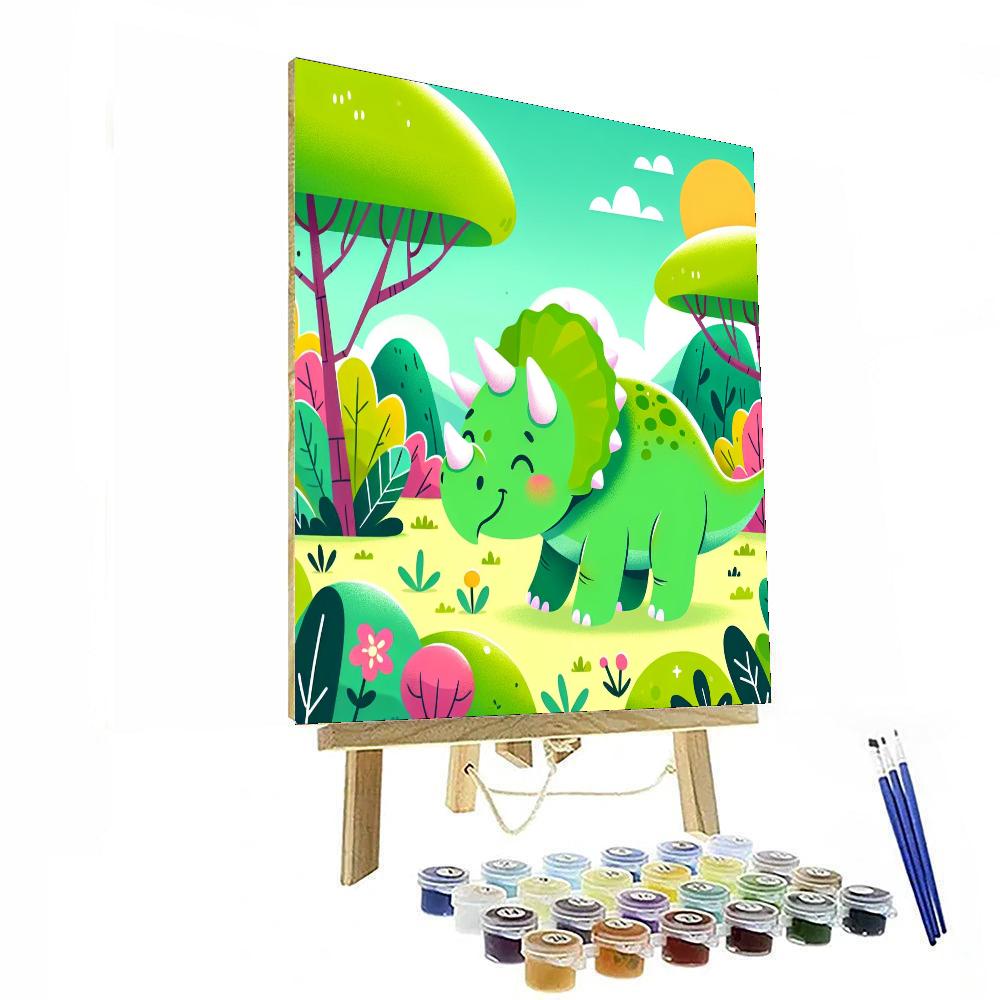 Exploring Triceratops Paint By Numbers Art