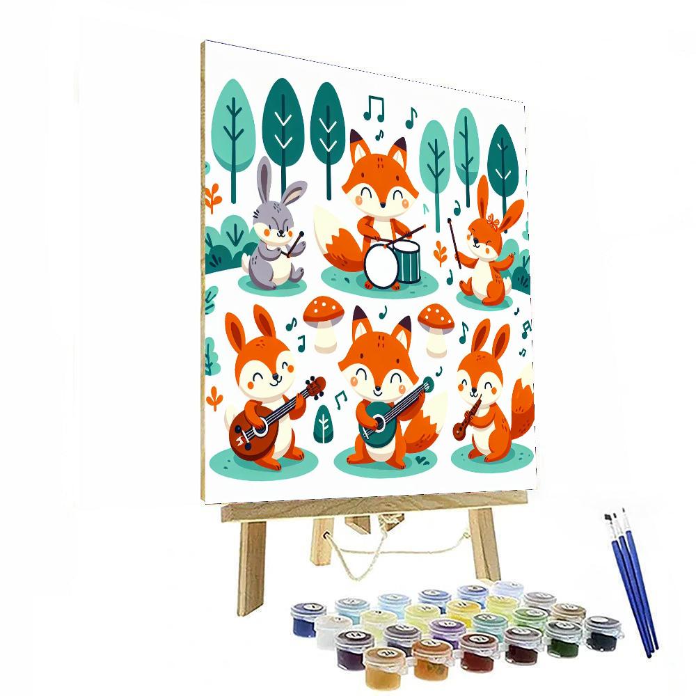Woodland Creature Concert Number Painting