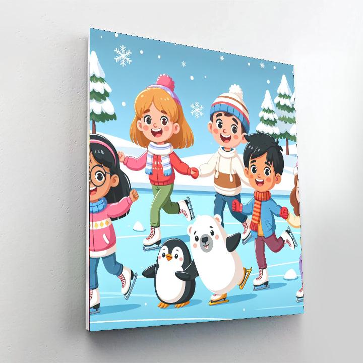 Magical Ice Skating Party Number Painting