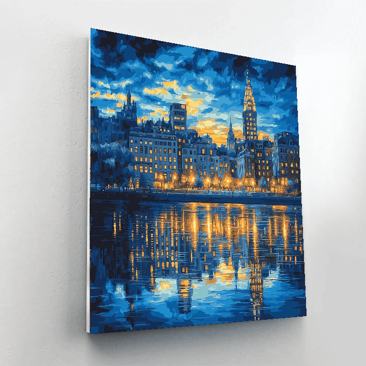 Edward Hopper Inspired Urban Symphony At Dusk  Paint By Numbers