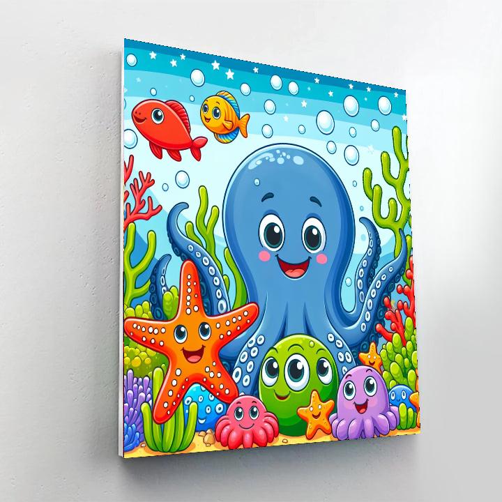 Curious Ocean Creatures Paint By Numbers Art