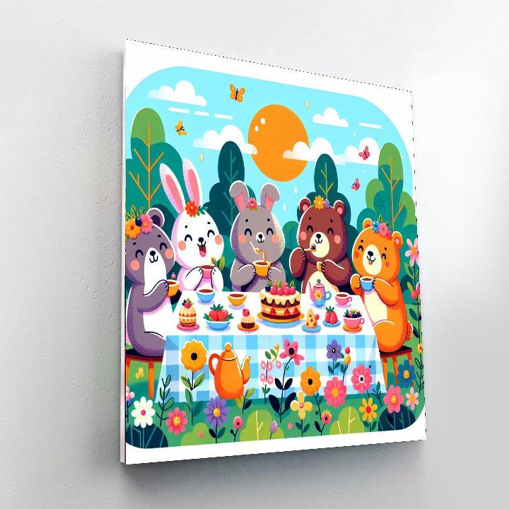 Cute Critters' Tea Party Paint By Number