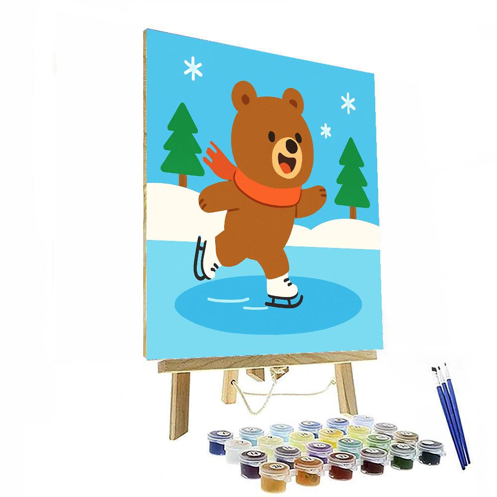 Ice Skating Bear DIY Paint By Numbers
