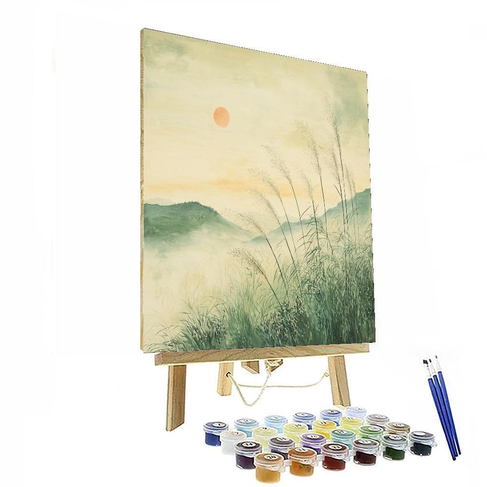 Zhao Mengfu Inspired Breezy Meadow Whispers  Paint By Color