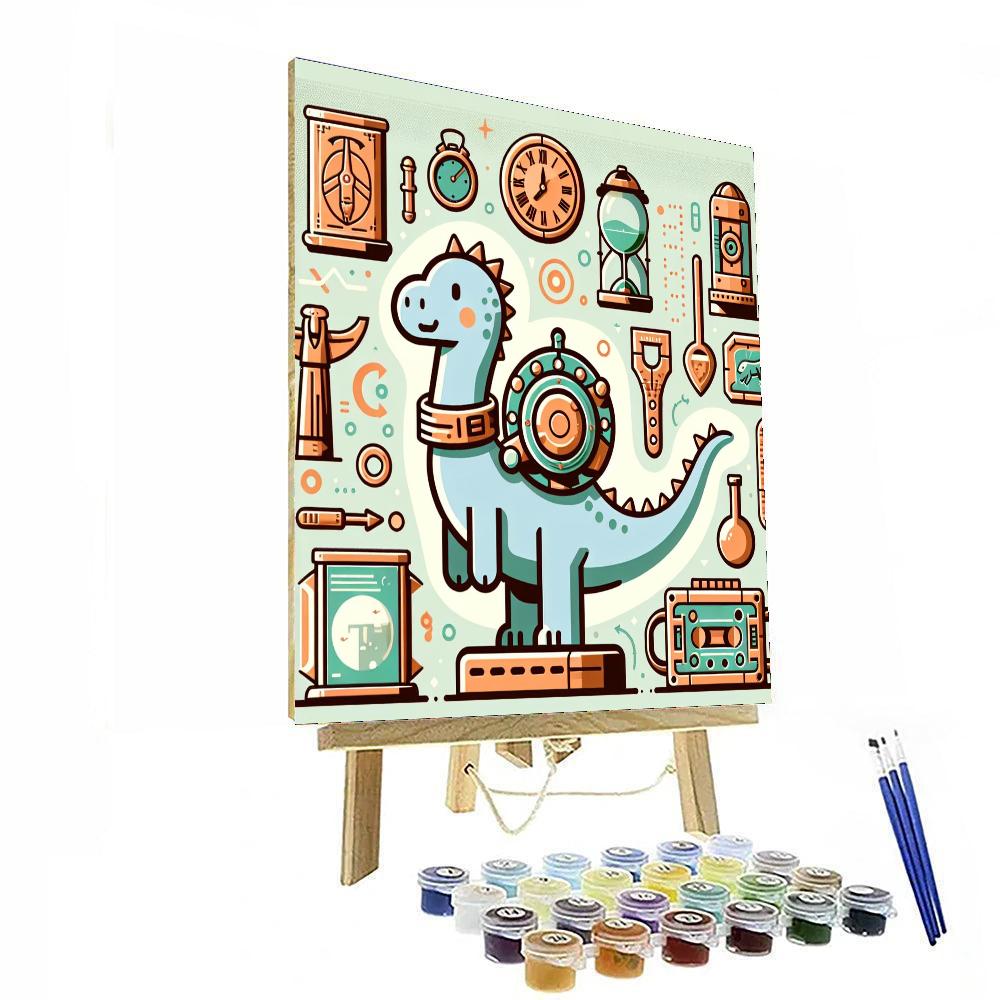 Time Traveler Dinosaur Number Painting