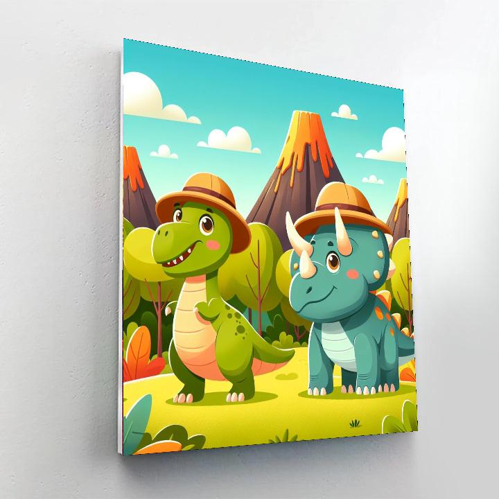 Dinosaurs On Safari Numbered Painting Kits