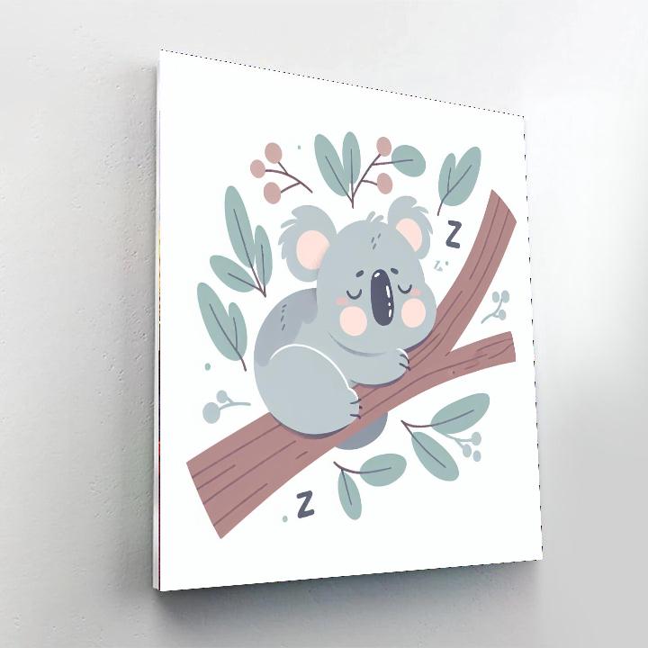 Charming Koala's Nap Number Painting