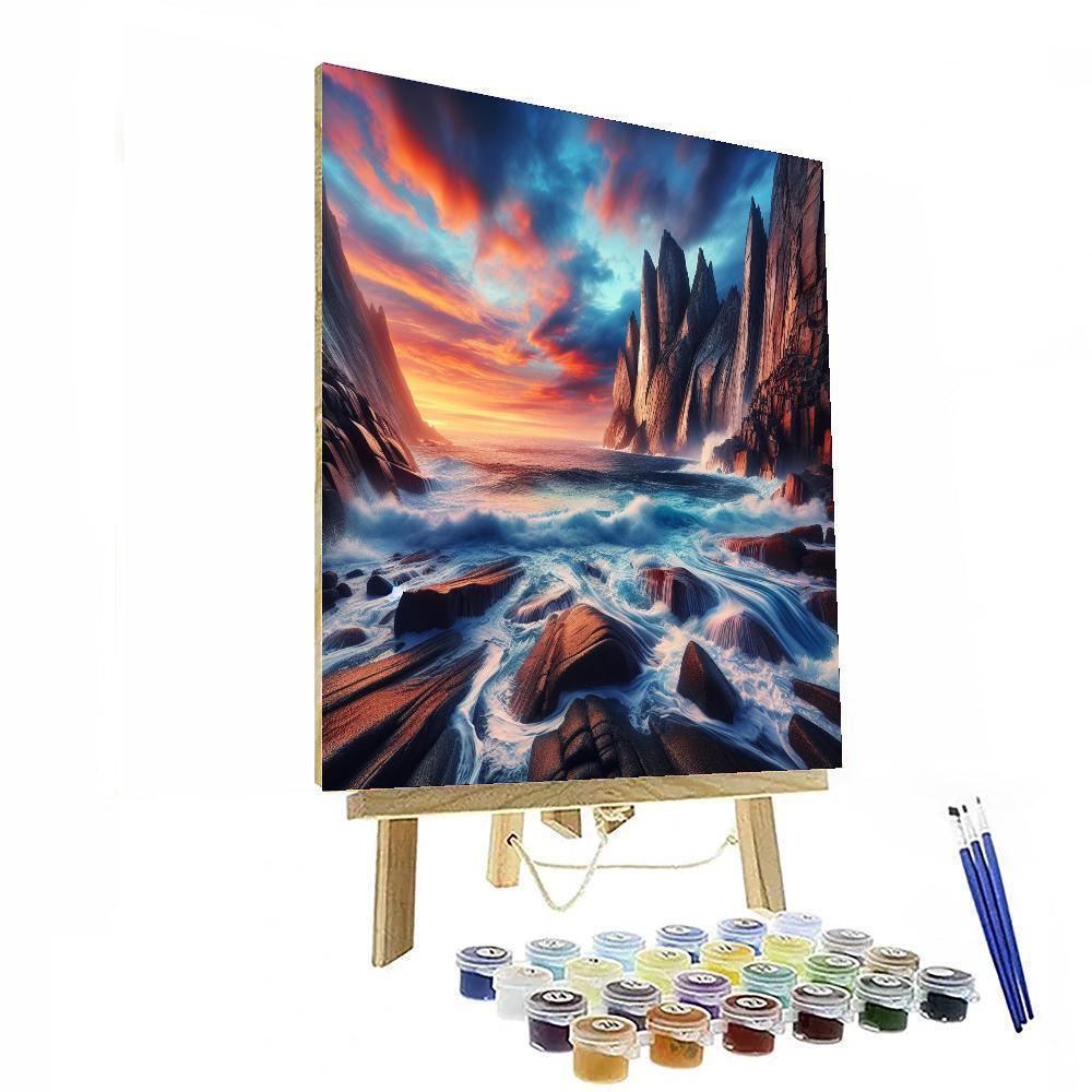 Dramatic Sunset Cliffs Number Painting
