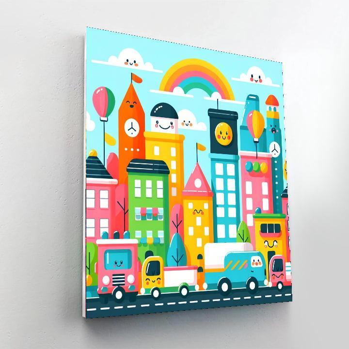 Cheerful Cityscape Paint By Color
