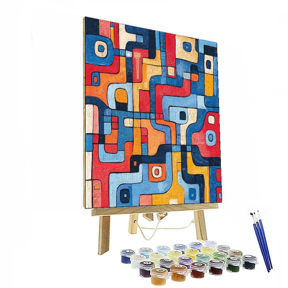Jean Dubuffet Inspired Eccentric Cityscape Labyrinth  Painting By Numbers Kit