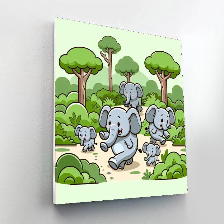 Energetic Elephants Paint By Numbers Art
