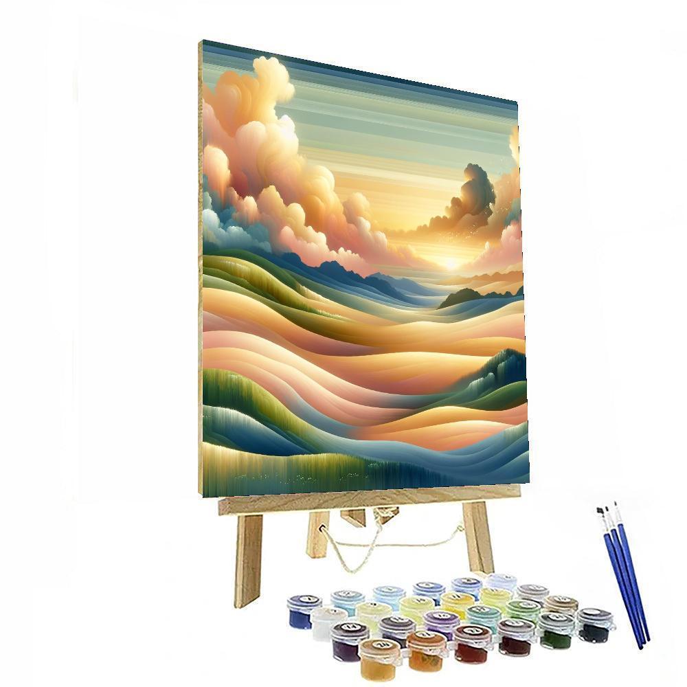 Serene Sunrise Over The Hills Painting Number Kit