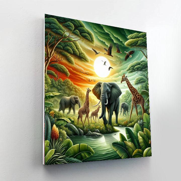 Dynamic Safari Adventure Paint By Numbers Art