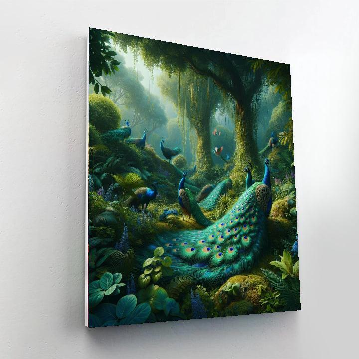 Elegant Peacock Sanctuary Paint By Color