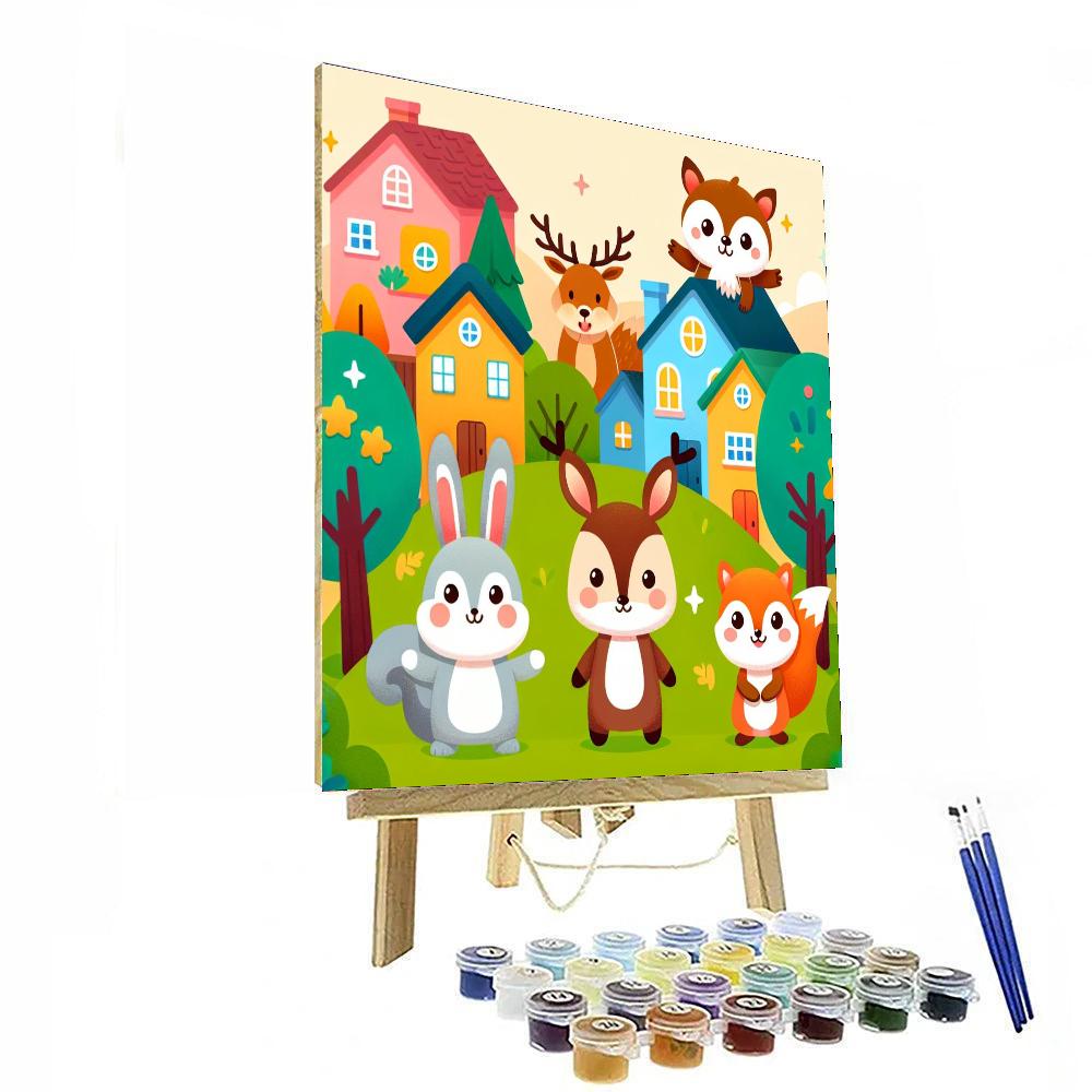 Cozy Animal Village Paint By Numbers
