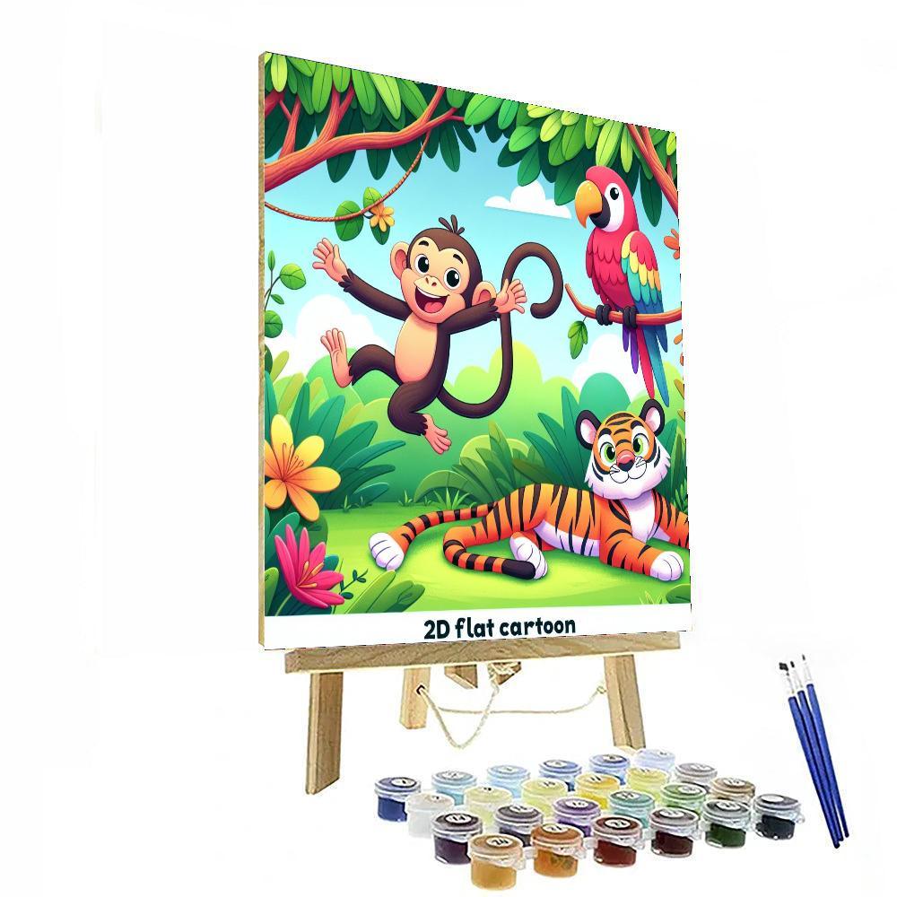 Silly Jungle Friends Paint By Numbers Art