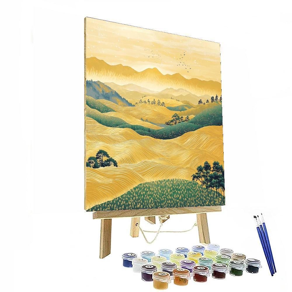 Hiroshige Inspired Breezes Over The Rice Fields  Paint By Color