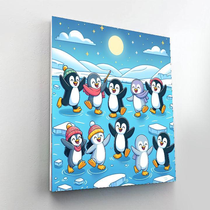 Moonlit Penguin Party Painting By Numbers Kit