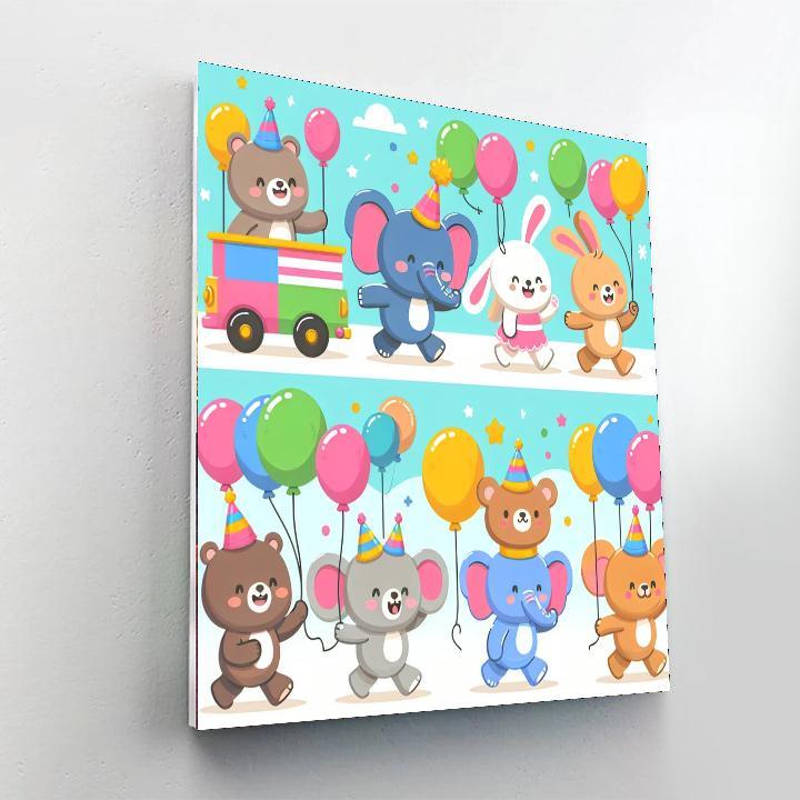 Giggling Animal Parade Paint By Numbers Art