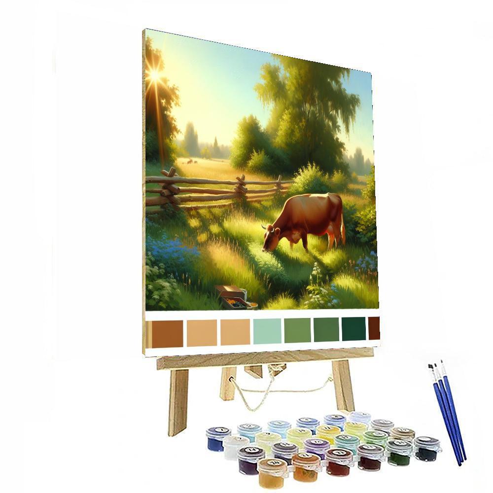 Cow's Pastoral Serenity Number Painting