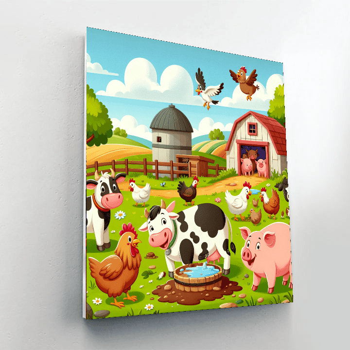Whimsical Farm Fun Paint By Numbers Art