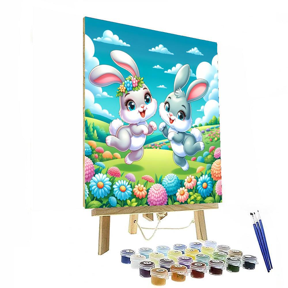 Cute Bouncing Bunnies Painting Number Kit