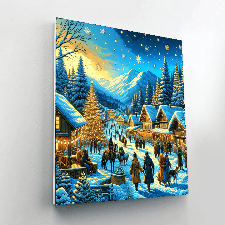 Quaint Village Winter Scene DIY Paint By Numbers