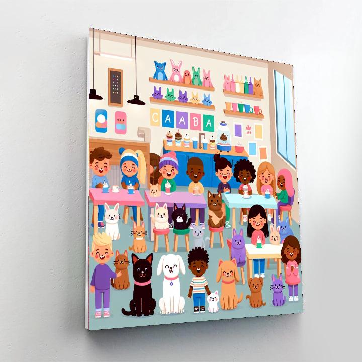 Cozy Pet Café Paint By Numbers Art