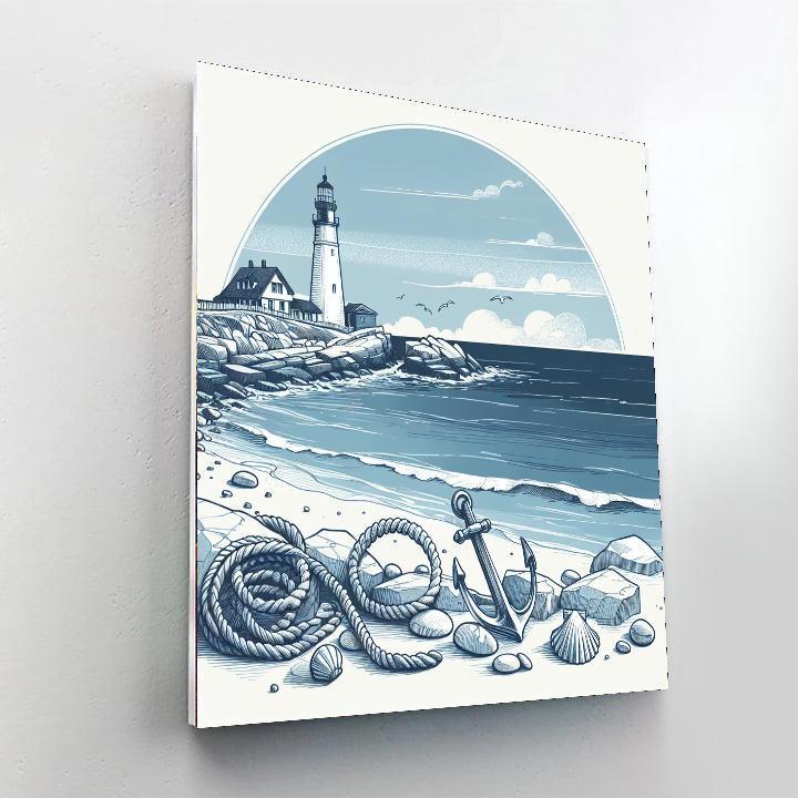 Lighthouse's Guiding Light Number Painting
