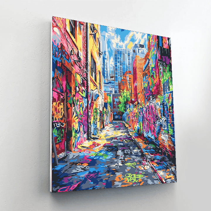 Banksy Inspired Colorful Urban Alleyways  Paint By Numbers