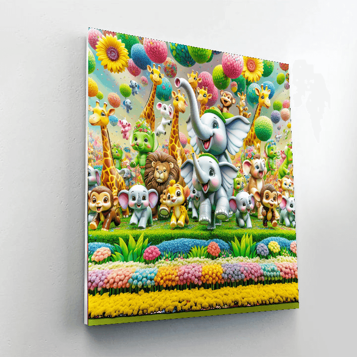 Cheerful Animal Parade Paint By Numbers