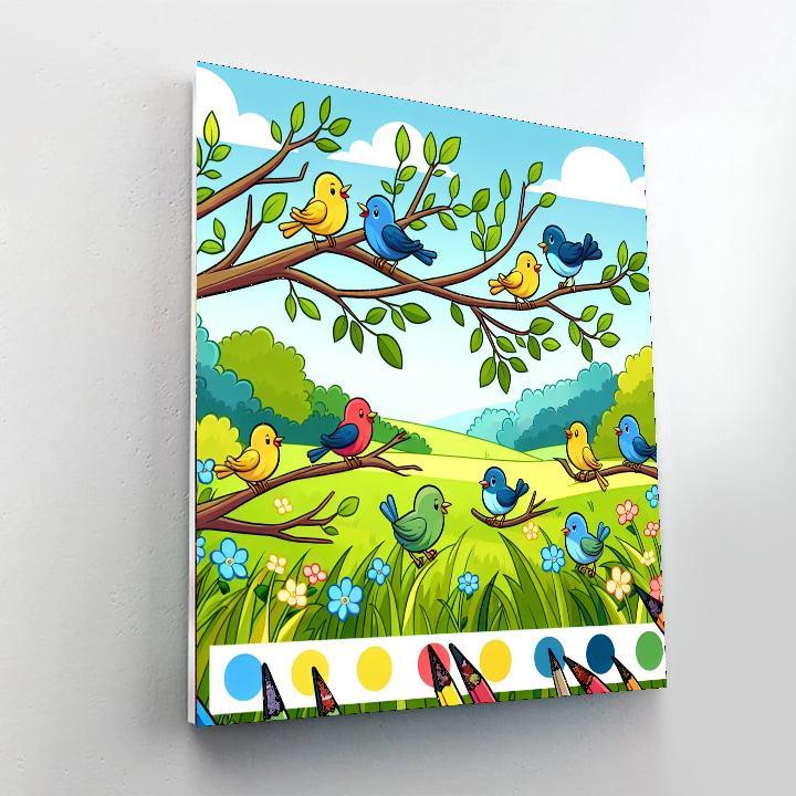 Chirpy Songbird Meadow Paint By Number