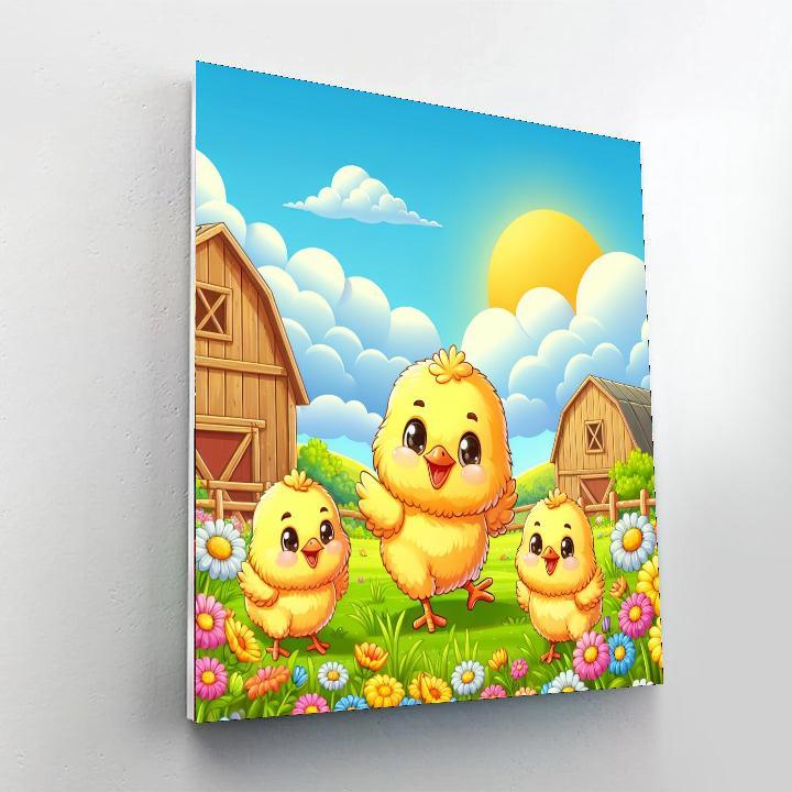 Cheery Chicks In Spring Paint By Numbers