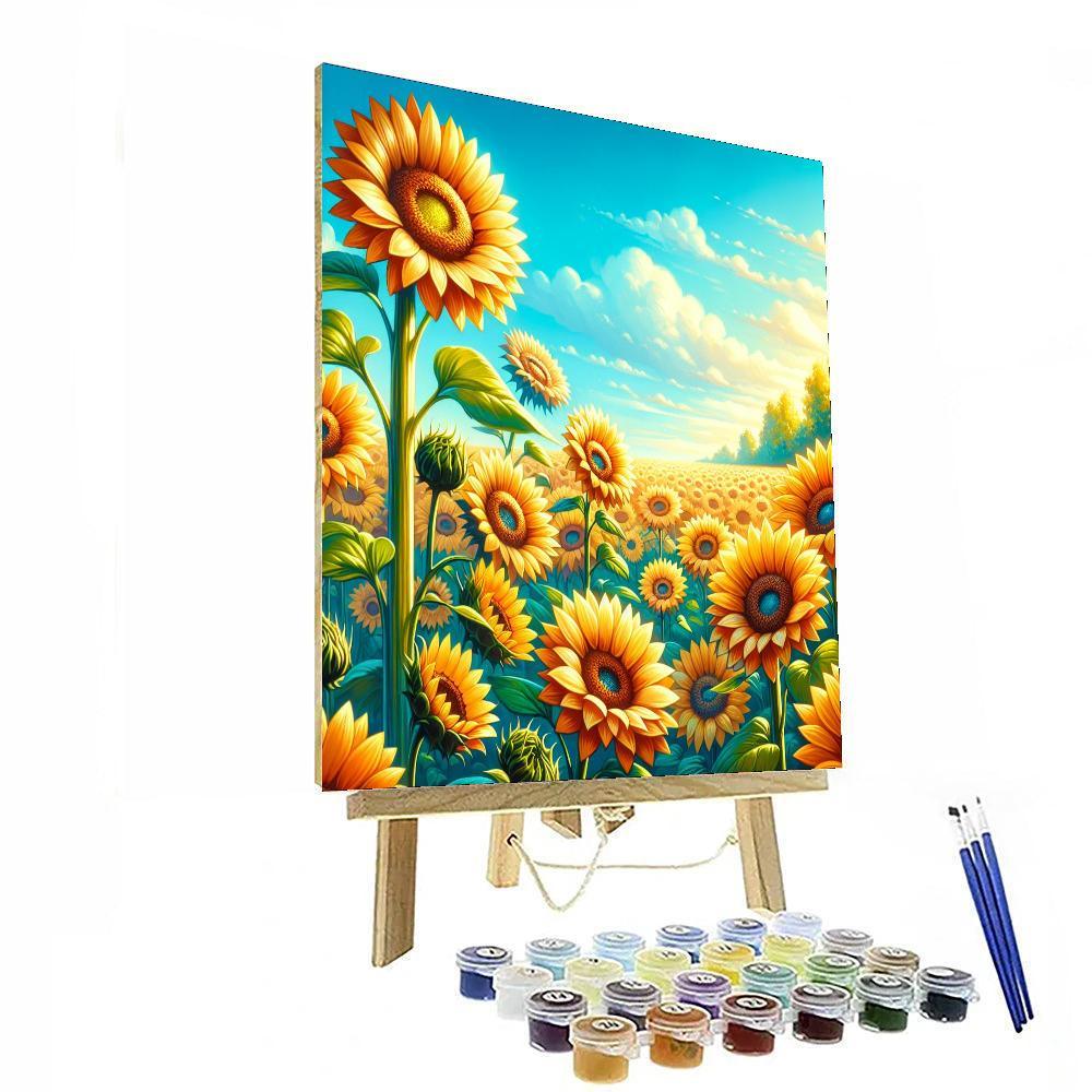 Radiant Field Of Sunflowers Number Painting