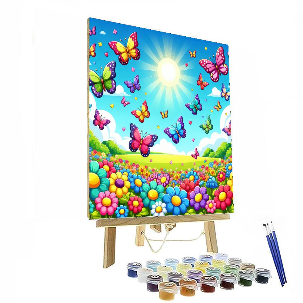 Charming Butterfly Chase Paint By Numbers Art
