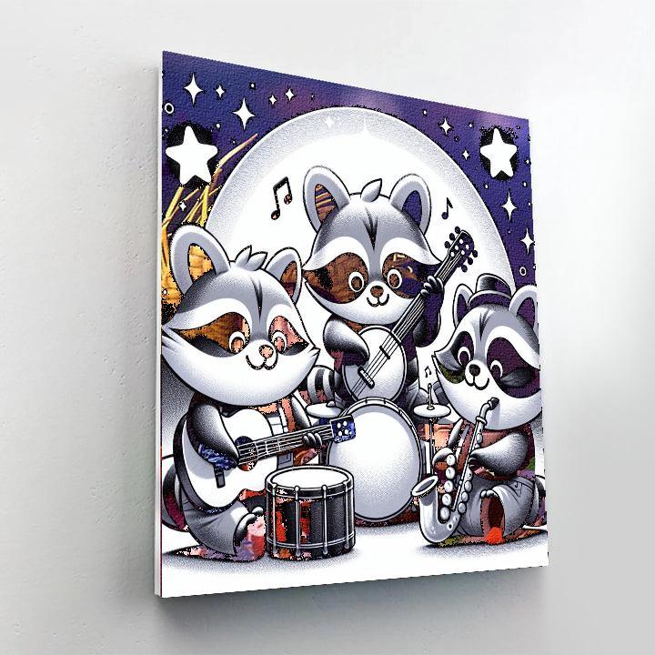 Adorable Raccoon Band Paint By Numbers Art