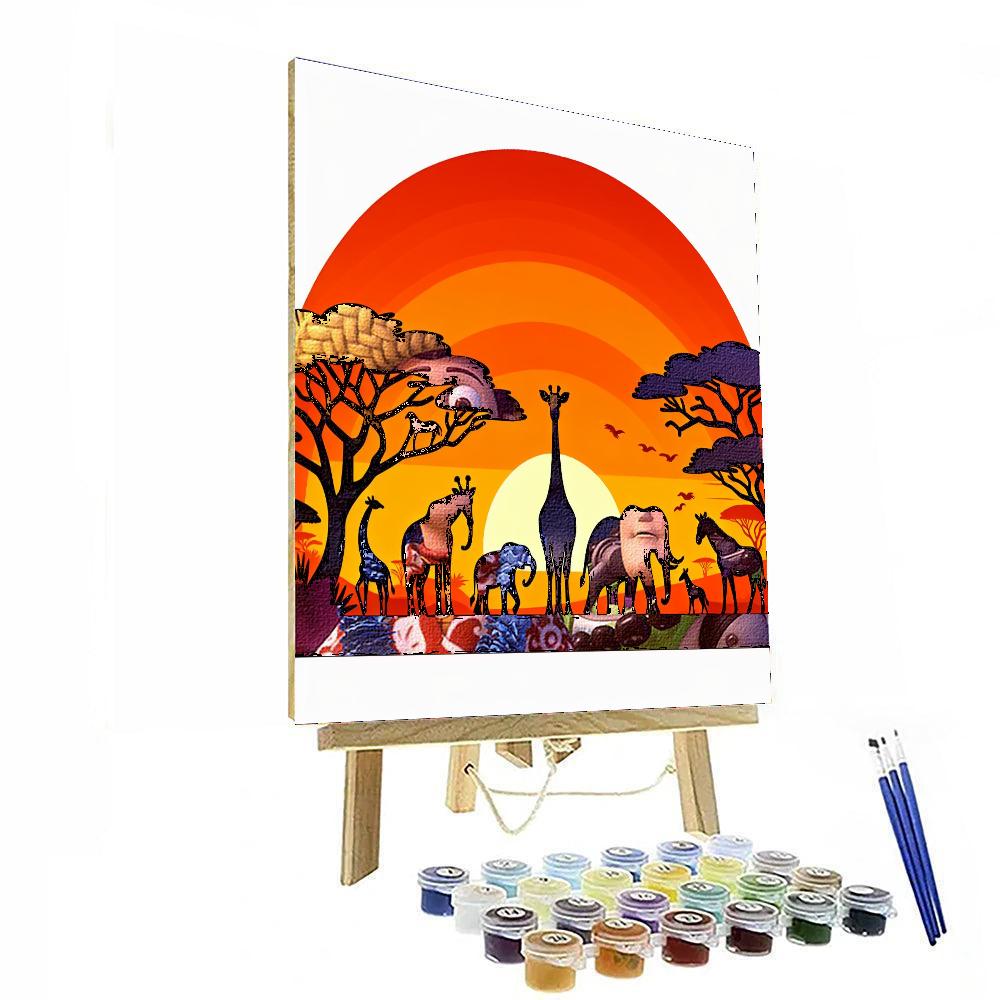 Sunset Safari Scene Paint By Numbers