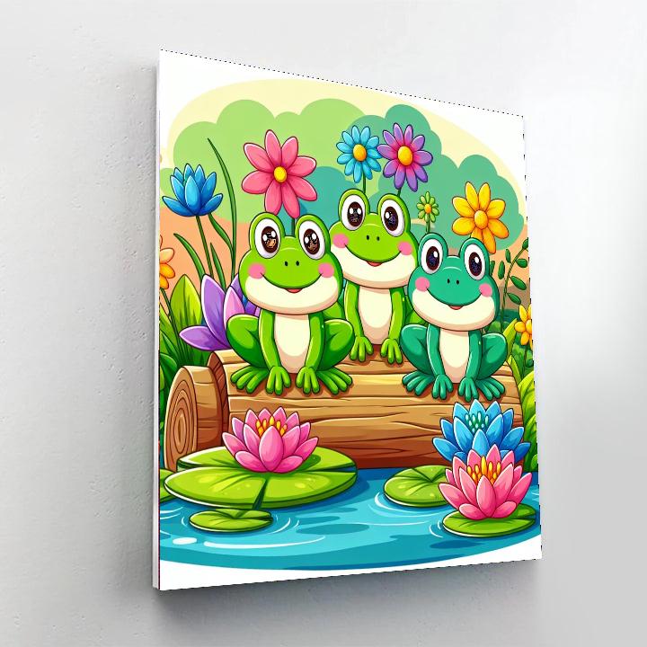 Frogs On A Log Painting Number Kit