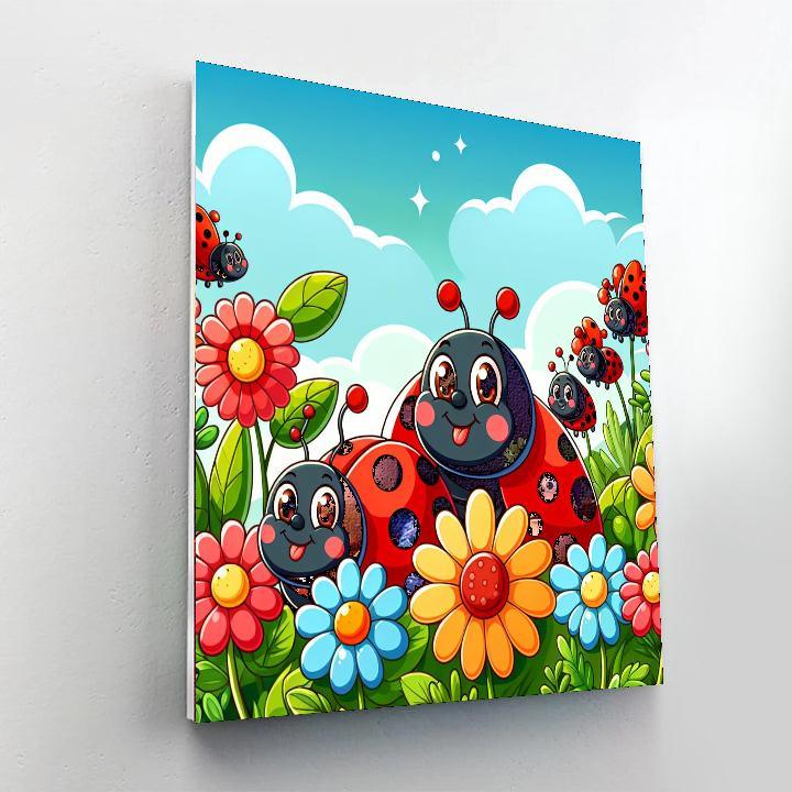 Happy Ladybug Parade Paint By Numbers Art