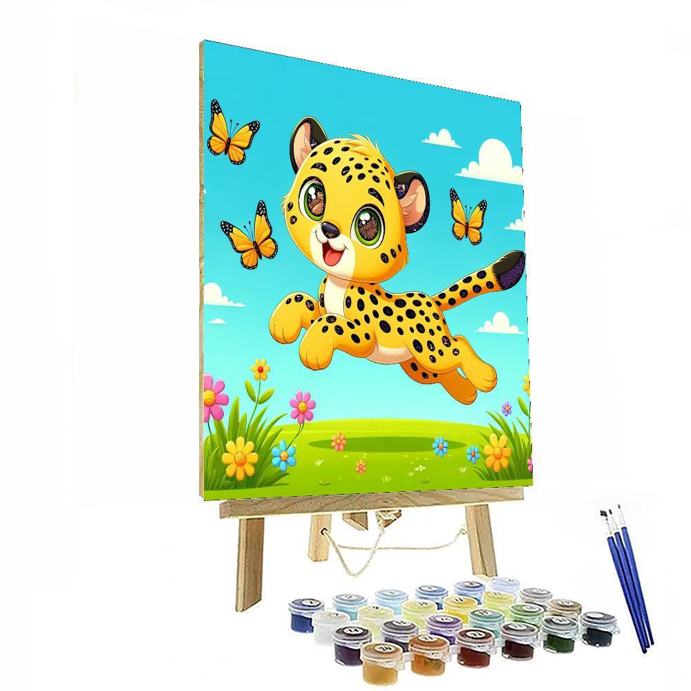 Charming Cheetah Cub Numbered Painting Kits