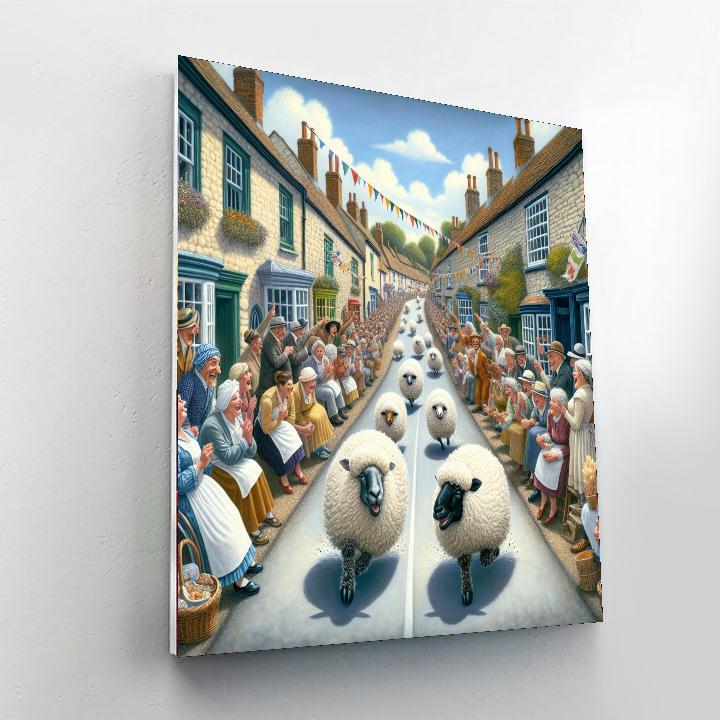 Running Of The Sheep - England Painting Number Kit