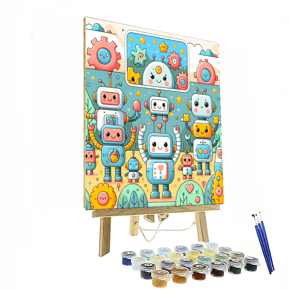 Cute Little Robots Paint By Number