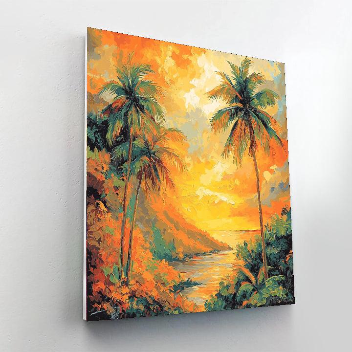 Gauguin Inspired Breezy Tropical Retreat  Number Painting
