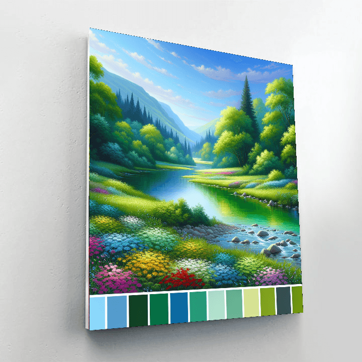 Gentle River Flow Painting Number Kit