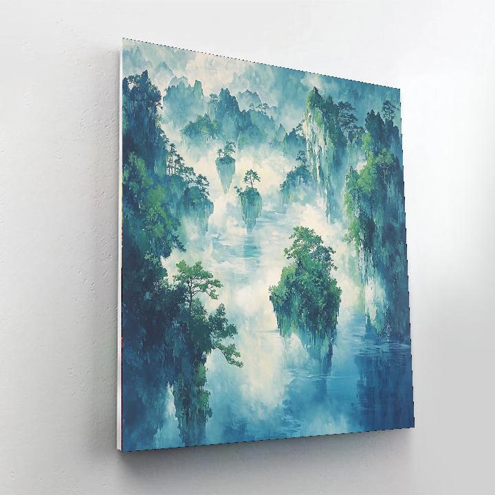 Zhao Mengfu Inspired Essence Of Floating Islands  Paint By Color