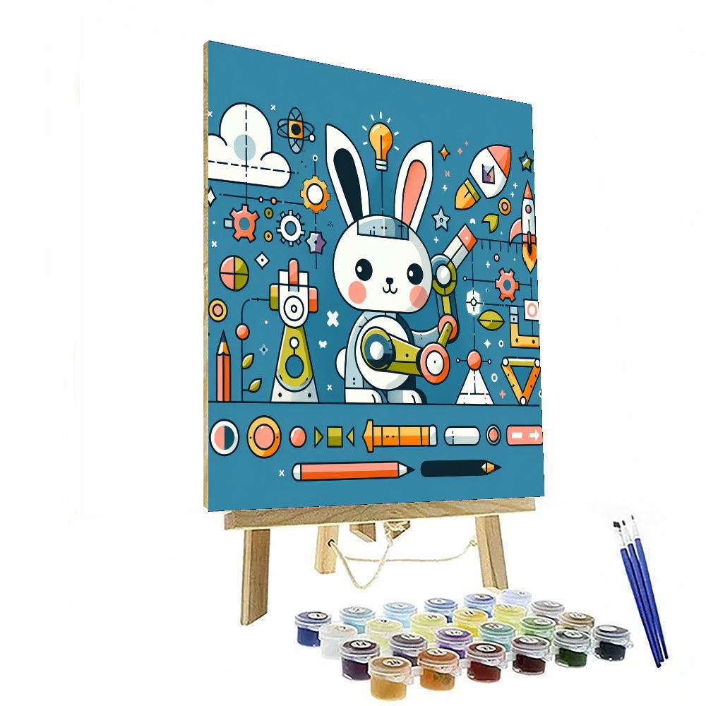 Space Inventor Rabbit Number Painting
